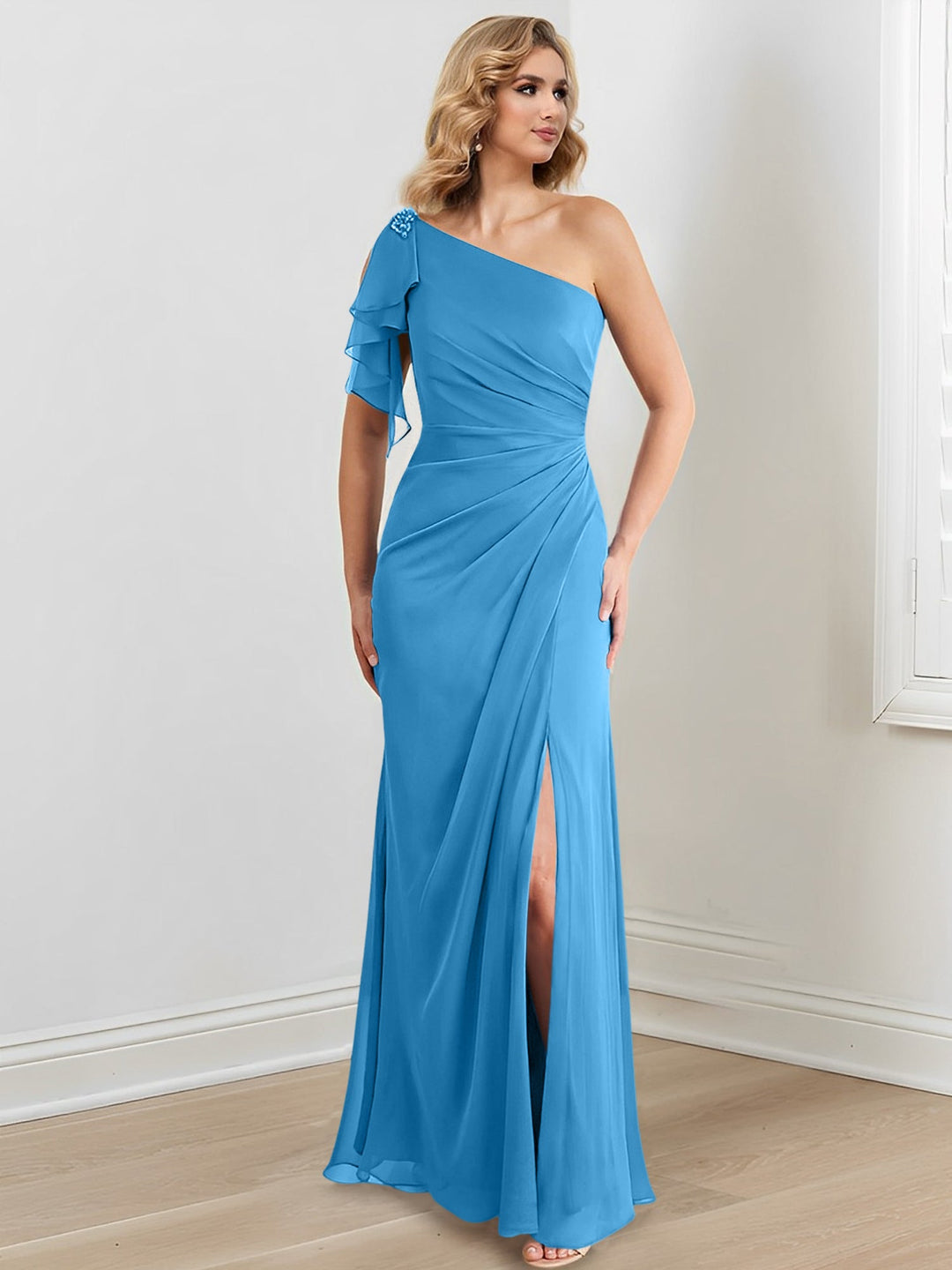 Sheath/Column One-Shoulder Floor-Length Mother of the Bride Dresses