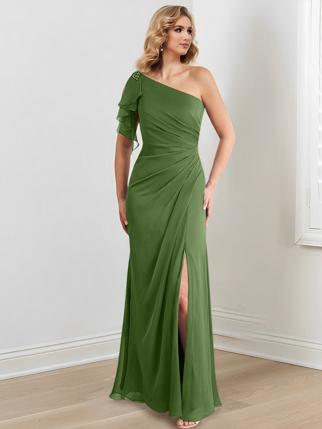 Sheath/Column One-Shoulder Floor-Length Mother of the Bride Dresses