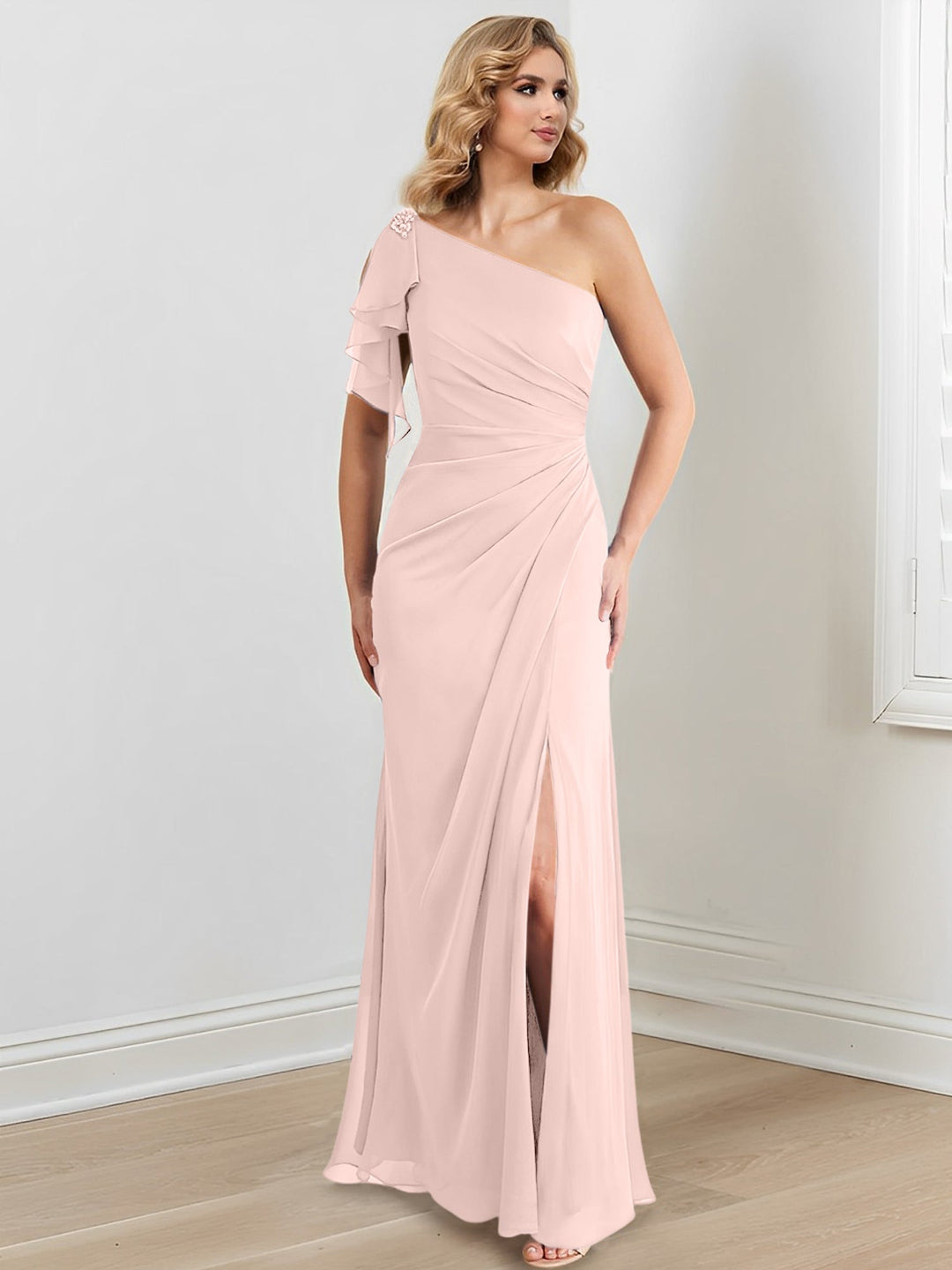 Sheath/Column One-Shoulder Floor-Length Mother of the Bride Dresses