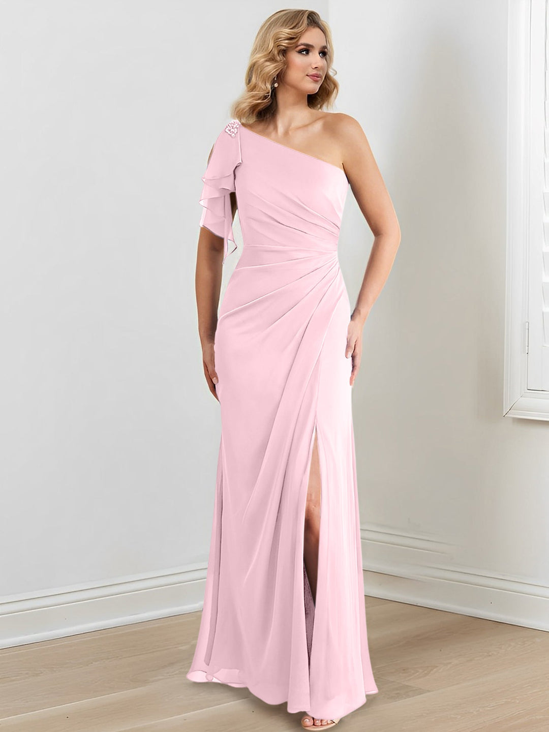 Sheath/Column One-Shoulder Floor-Length Mother of the Bride Dresses