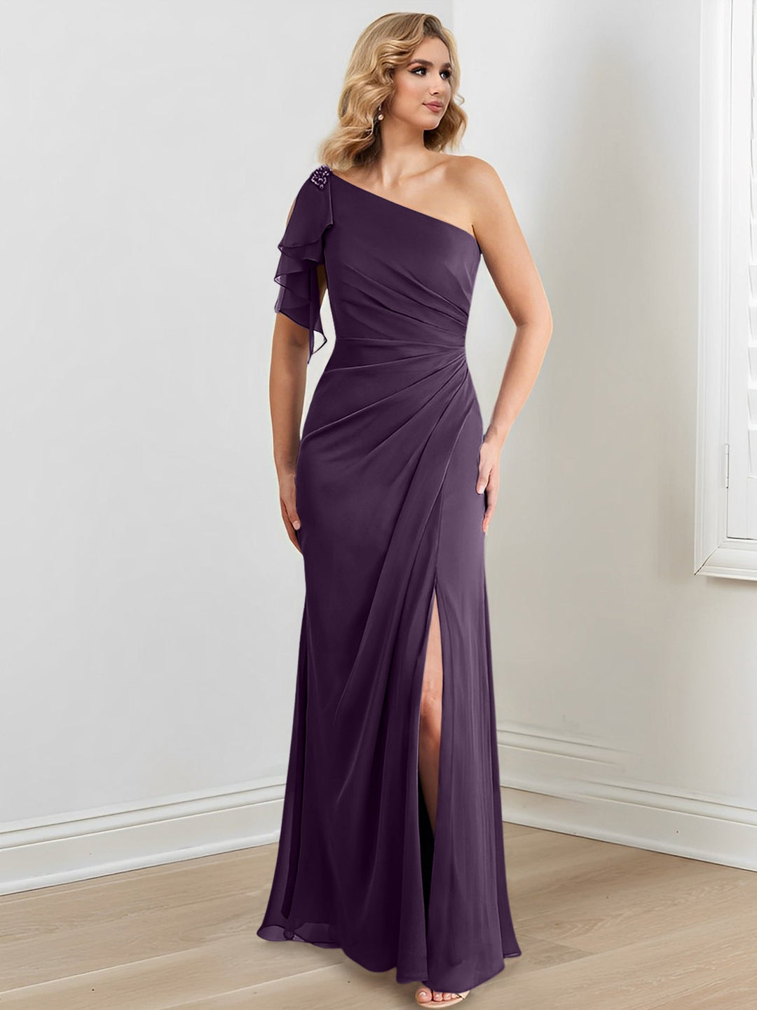 Sheath/Column One-Shoulder Floor-Length Mother of the Bride Dresses