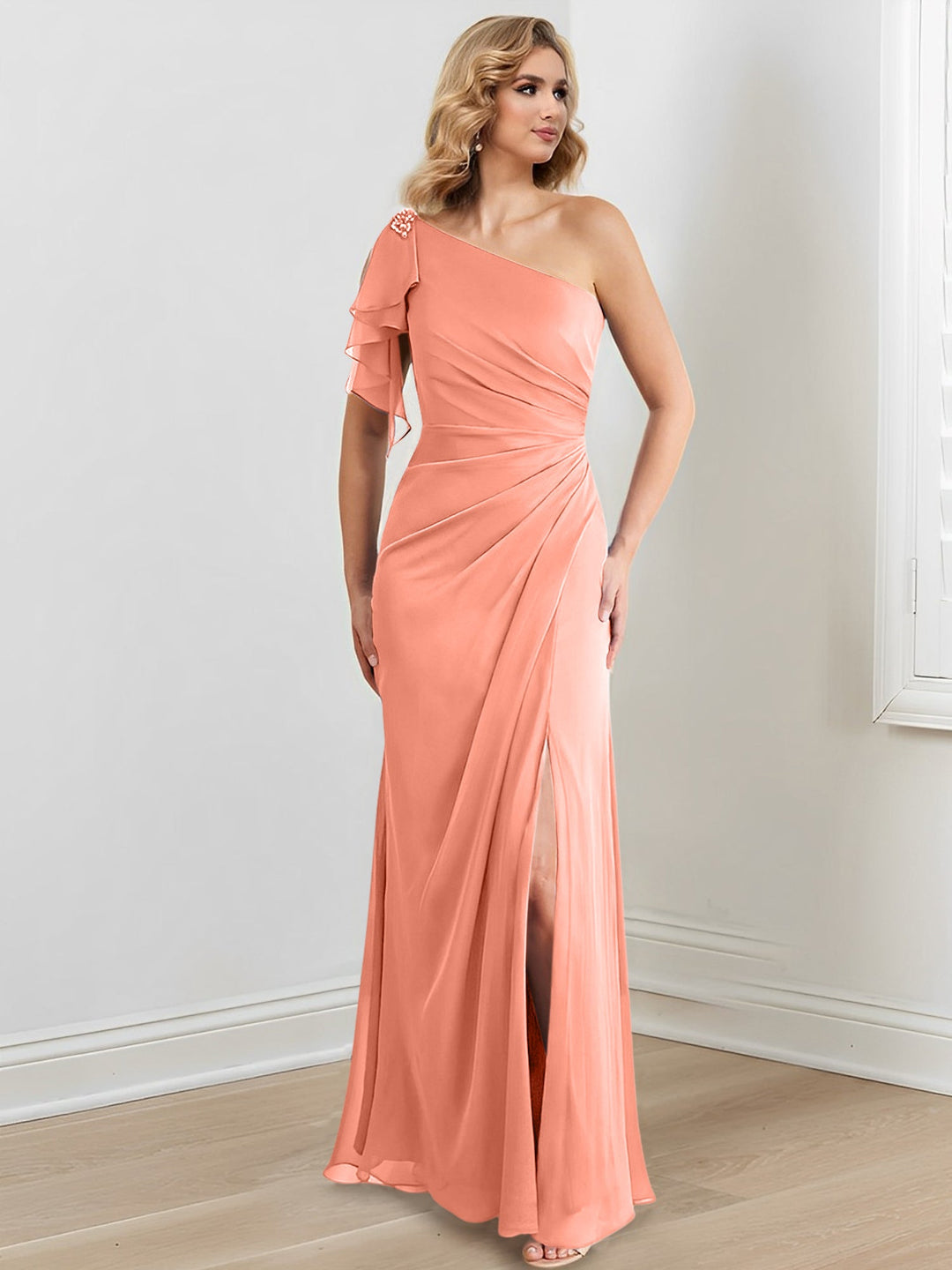 Sheath/Column One-Shoulder Floor-Length Mother of the Bride Dresses