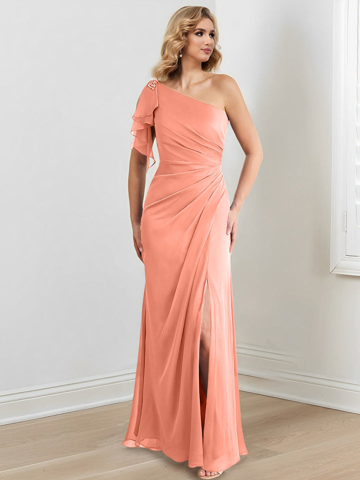 Sheath/Column One-Shoulder Floor-Length Mother of the Bride Dresses