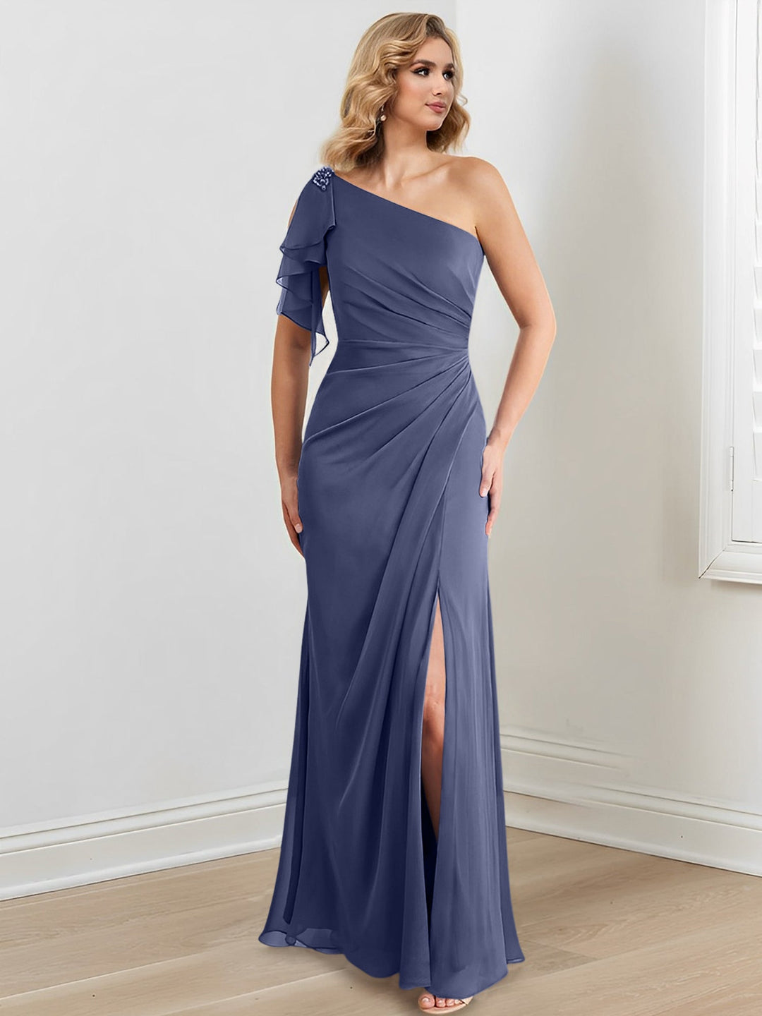 Sheath/Column One-Shoulder Floor-Length Mother of the Bride Dresses