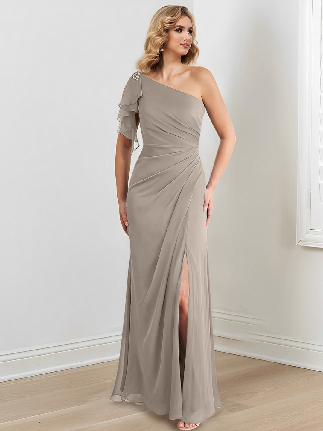 Sheath/Column One-Shoulder Floor-Length Mother of the Bride Dresses