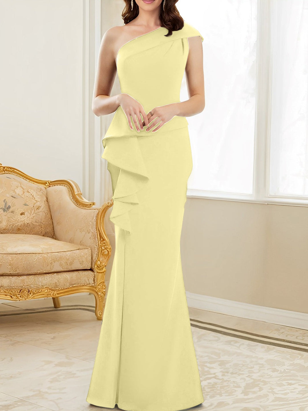 Trumpet/Mermaid One-Shoulder Floor-Length Mother of the Bride Dresses