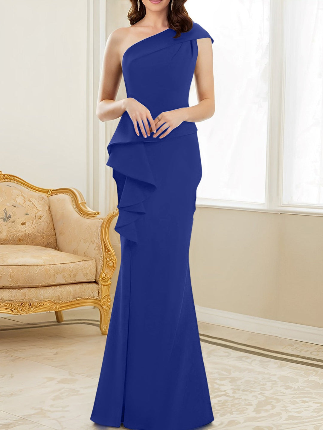 Trumpet/Mermaid One-Shoulder Floor-Length Mother of the Bride Dresses