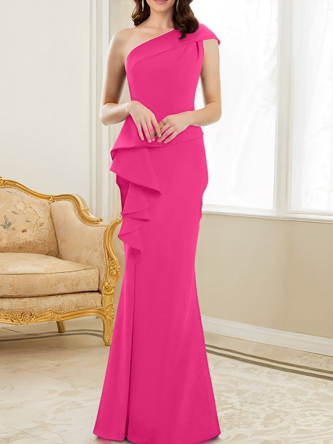 Trumpet/Mermaid One-Shoulder Floor-Length Mother of the Bride Dresses