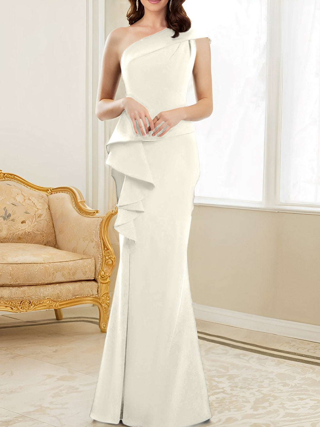 Trumpet/Mermaid One-Shoulder Floor-Length Mother of the Bride Dresses