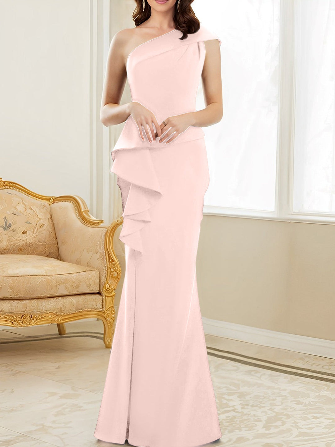 Trumpet/Mermaid One-Shoulder Floor-Length Mother of the Bride Dresses