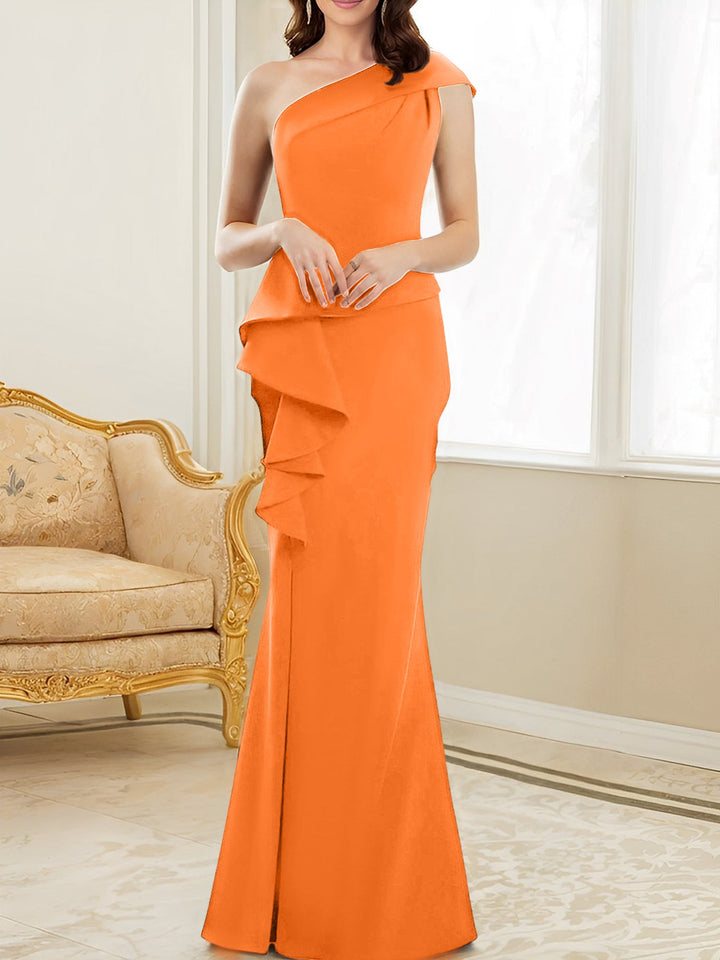 Trumpet/Mermaid One-Shoulder Floor-Length Mother of the Bride Dresses