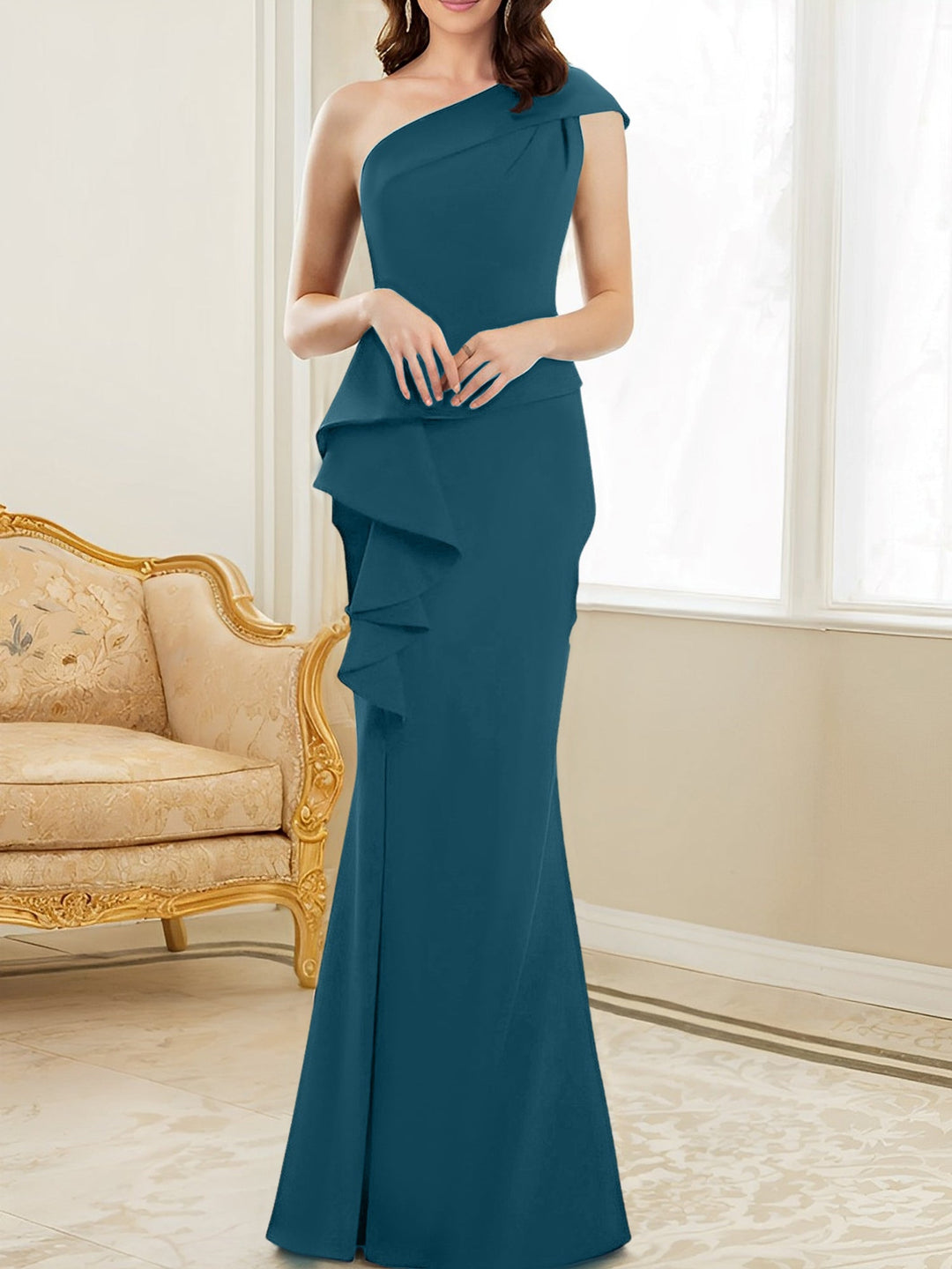 Trumpet/Mermaid One-Shoulder Floor-Length Mother of the Bride Dresses