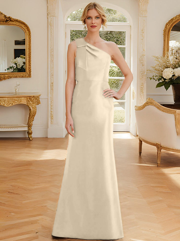 Sheath/Column One-Shoulder Sleeveless Satin Mother of the Bride Dresses with Bowknot