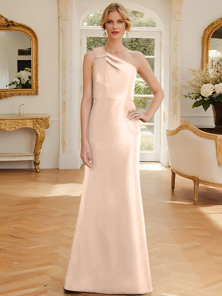 Sheath/Column One-Shoulder Sleeveless Satin Mother of the Bride Dresses with Bowknot