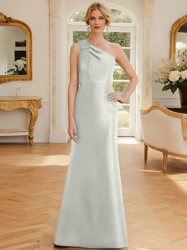 Sheath/Column One-Shoulder Sleeveless Satin Mother of the Bride Dresses with Bowknot