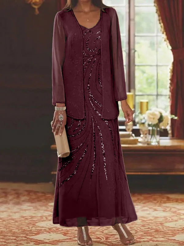 Sheath/Column Mother of the Bride  & Groom Dresses with Jacket & Sequins