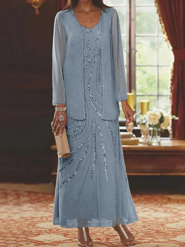 Sheath/Column Mother of the Bride  & Groom Dresses with Jacket & Sequins