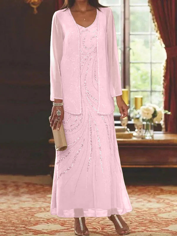 Sheath/Column Mother of the Bride  & Groom Dresses with Jacket & Sequins