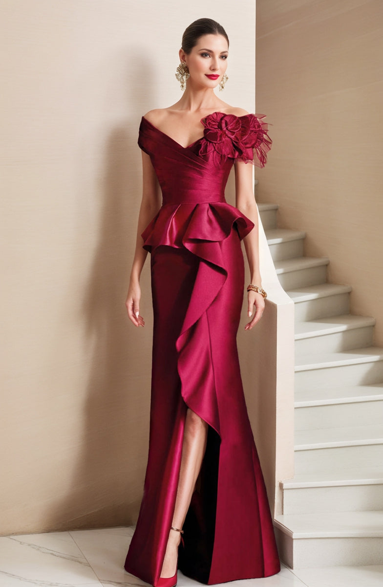 Trumpet/Mermaid Off-the-Shoulder Mother of the Bride Dresses with High Split