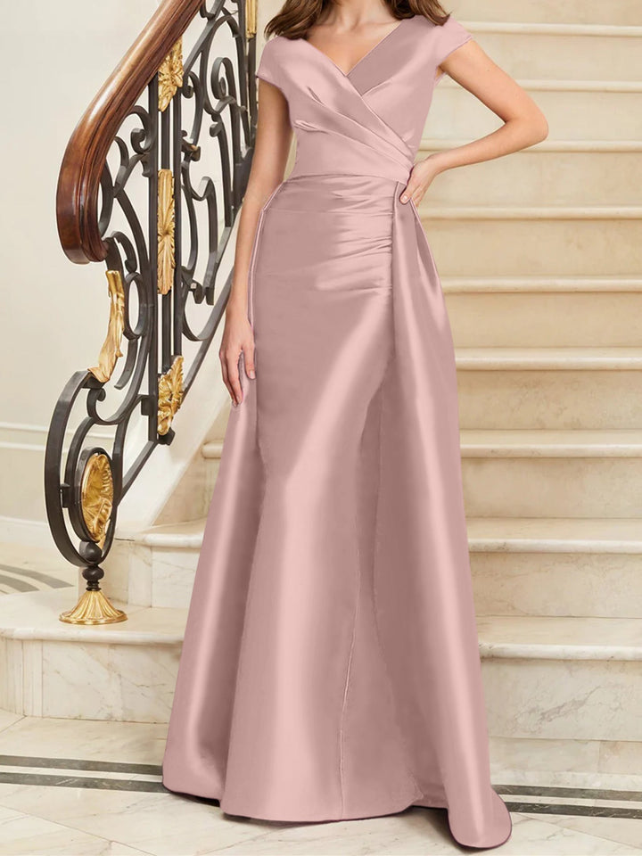 Sheath/Column V-Neck Sleeveless Satin Mother Of The Bride Dresses