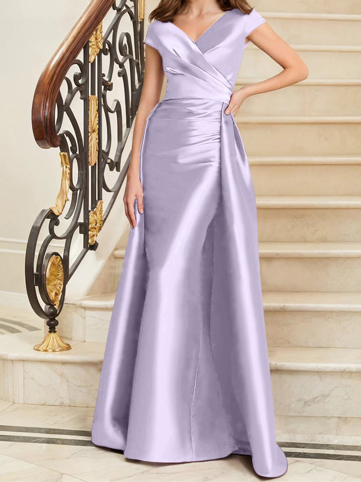 Sheath/Column V-Neck Sleeveless Satin Mother Of The Bride Dresses