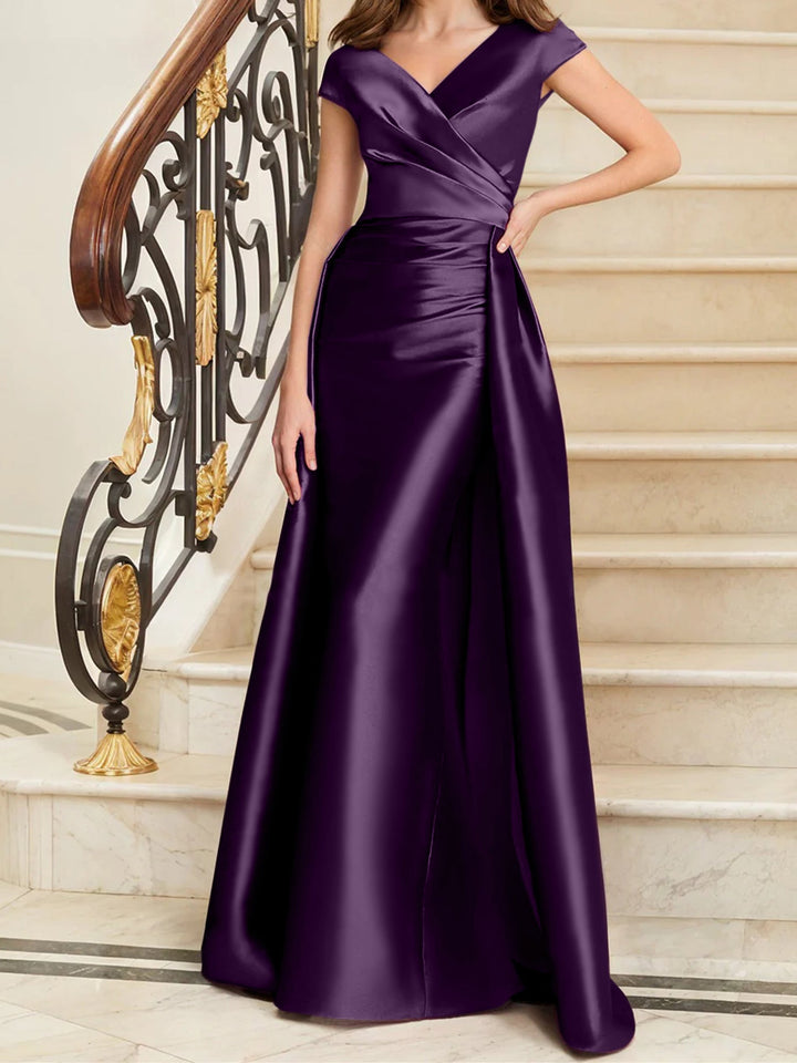 Sheath/Column V-Neck Sleeveless Satin Mother Of The Bride Dresses