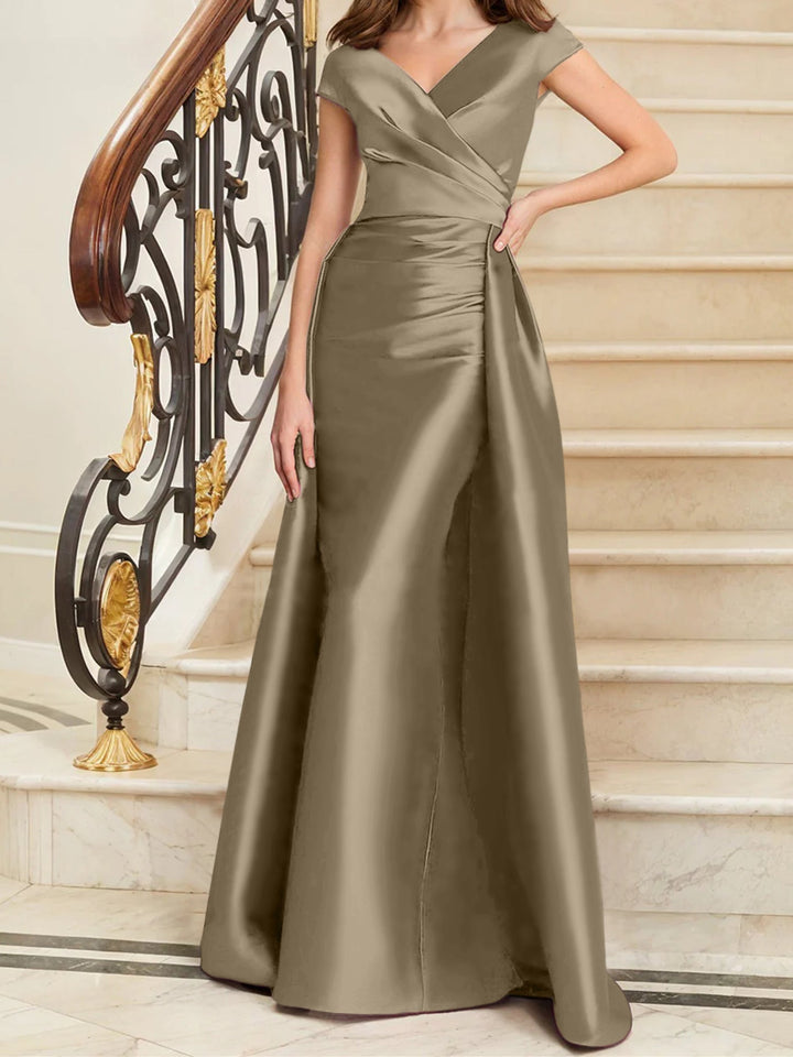 Sheath/Column V-Neck Sleeveless Satin Mother Of The Bride Dresses