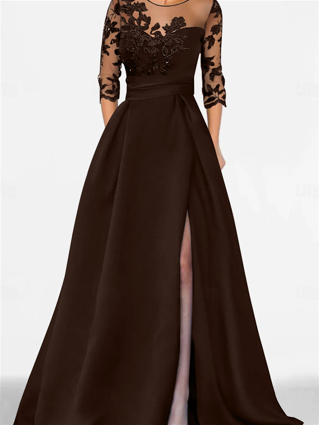 A-Line/Princess Sweetheart 3/4 Sleeves Floor-Length Mother Of The Bride Dresses With Lace & Split Side