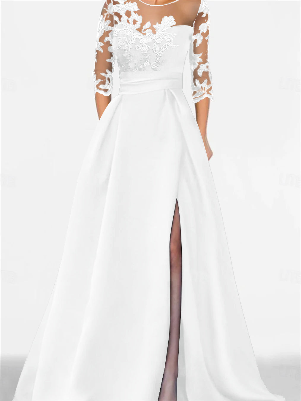 A-Line/Princess Sweetheart 3/4 Sleeves Floor-Length Mother Of The Bride Dresses With Lace & Split Side