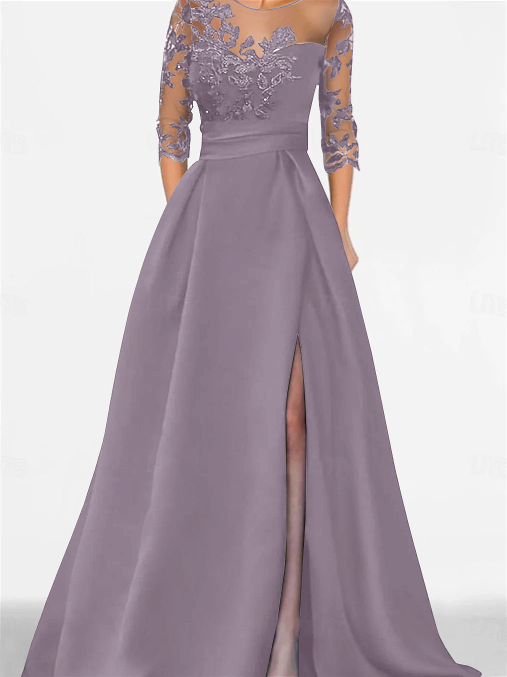 A-Line/Princess Sweetheart 3/4 Sleeves Floor-Length Mother Of The Bride Dresses With Lace & Split Side