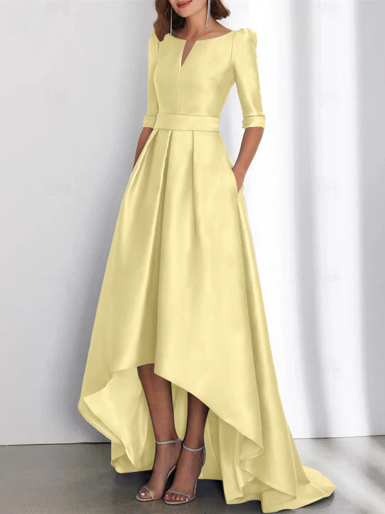 A-Line/Princess Half Sleeves Asymmetrical Mother Of The Bride Dresses With Pockets