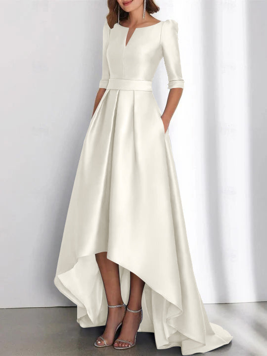 A-Line/Princess Half Sleeves Asymmetrical Mother Of The Bride Dresses With Pockets