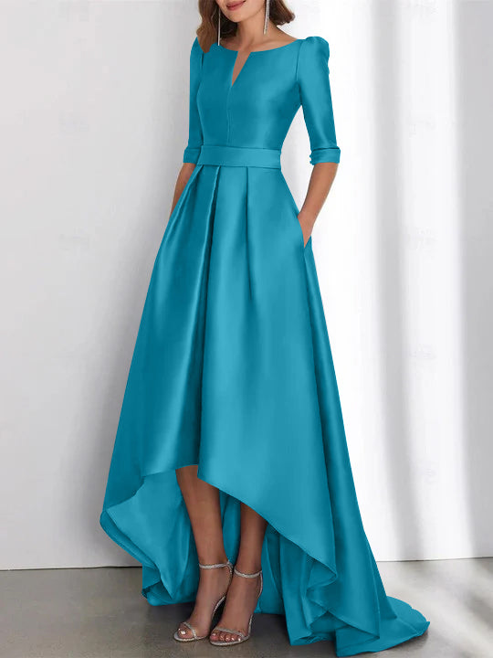 A-Line/Princess Half Sleeves Asymmetrical Mother Of The Bride Dresses With Pockets