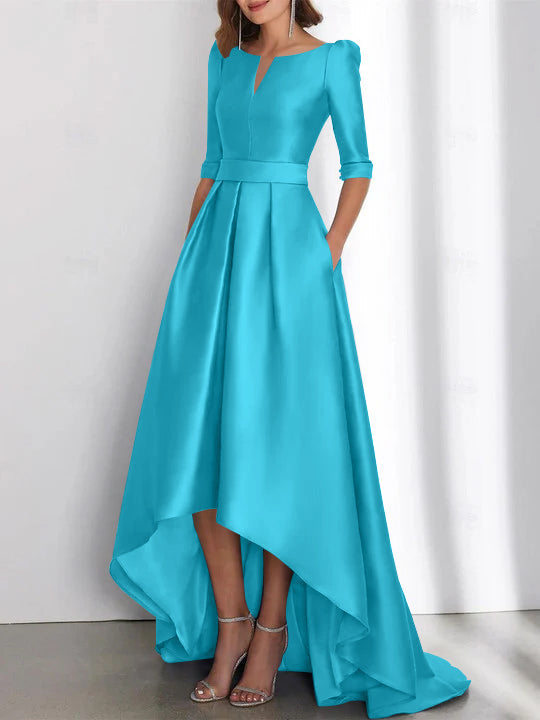 A-Line/Princess Half Sleeves Asymmetrical Mother Of The Bride Dresses With Pockets