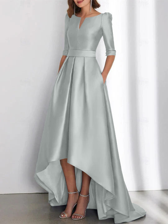 A-Line/Princess Half Sleeves Asymmetrical Mother Of The Bride Dresses With Pockets