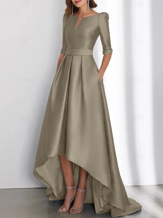 A-Line/Princess Half Sleeves Asymmetrical Mother Of The Bride Dresses With Pockets