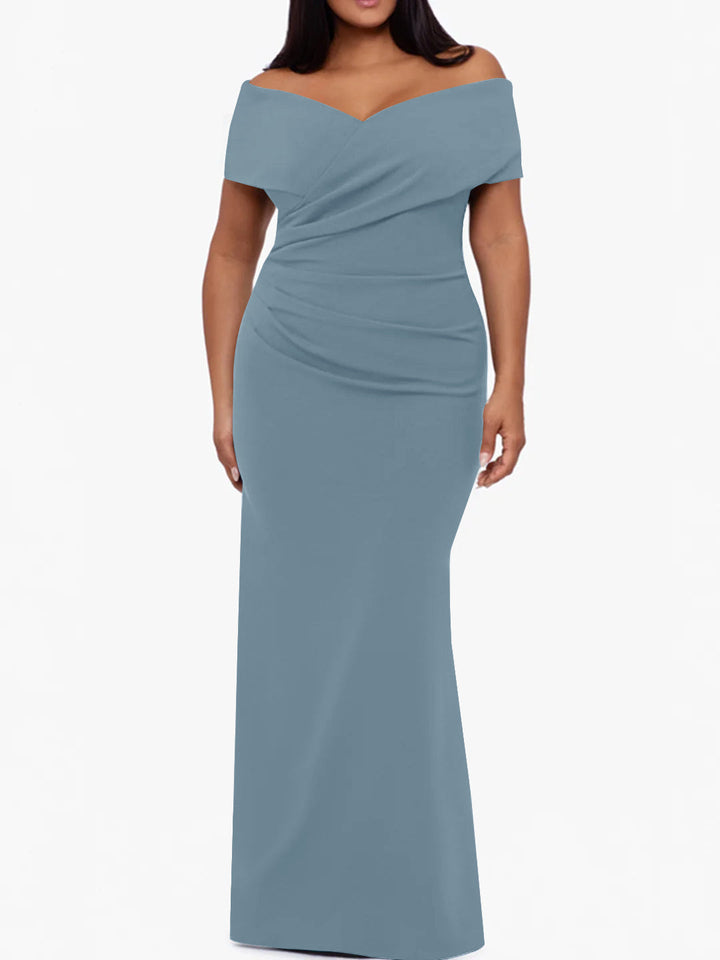 Trumpet/Mermaid Off-the-Shoulder Sleeveless Floor-Length Plus Size Mother Of The Bride Dresses