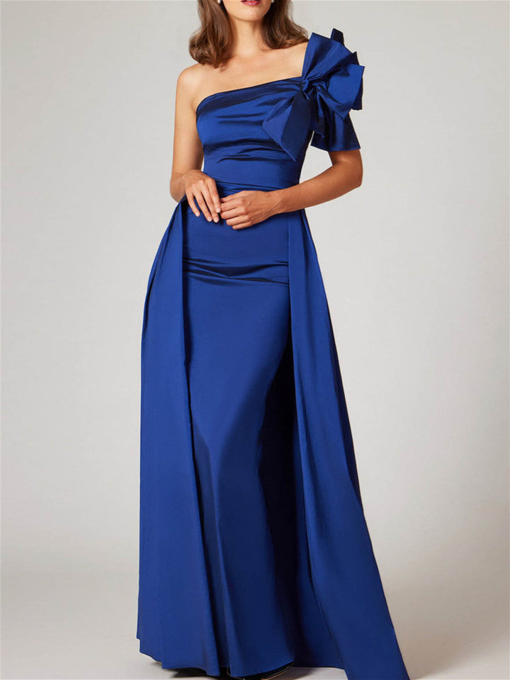 A-Line/Princess Floor-Length One-Shoulder Sleeveless Mother Of The Bride Dresses With Bow(s)