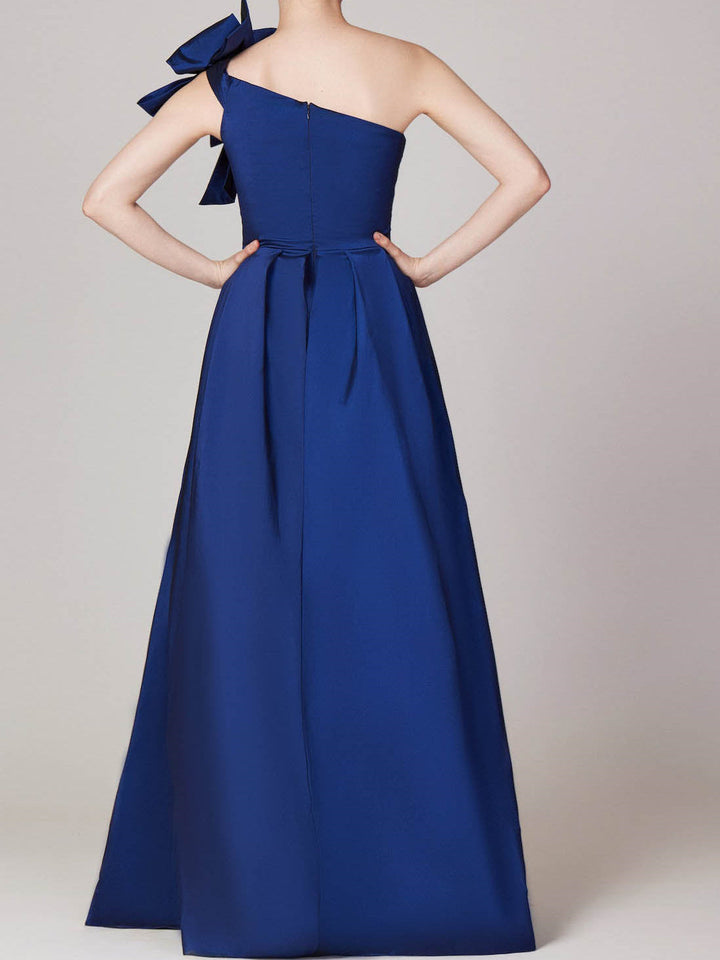 A-Line/Princess Floor-Length One-Shoulder Sleeveless Mother Of The Bride Dresses With Bow(s)