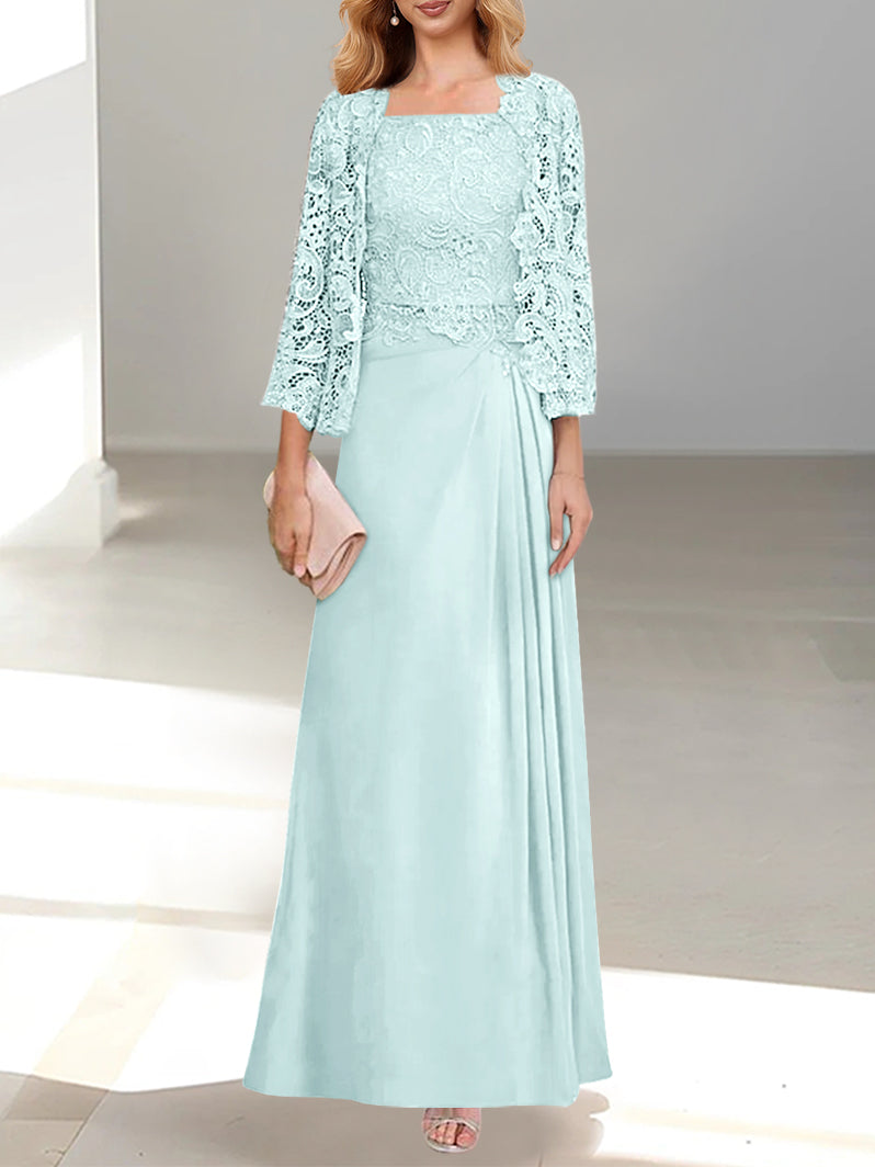 A-Line/Princess Scoop Floor-Length Mother of the Bride Dresses with Pleated & Sequins