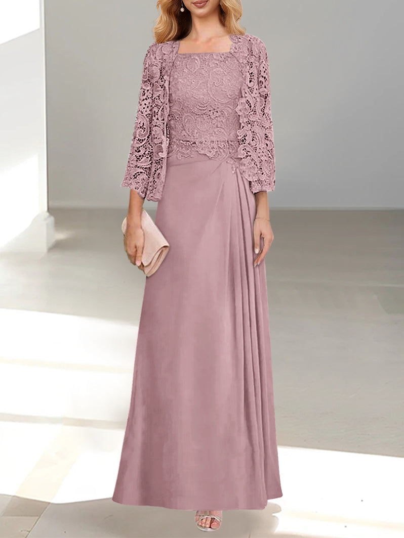 A-Line/Princess Scoop Floor-Length Mother of the Bride Dresses with Pleated & Sequins