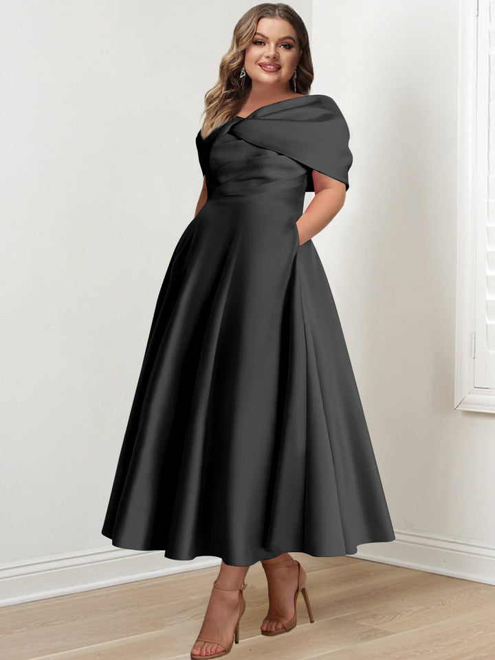 A-Line/Princess Off-The-Shoulder Sleeveless Ankle-Length Plus Size Mother Of The Bride Dresses With Ruffles & Bowknot