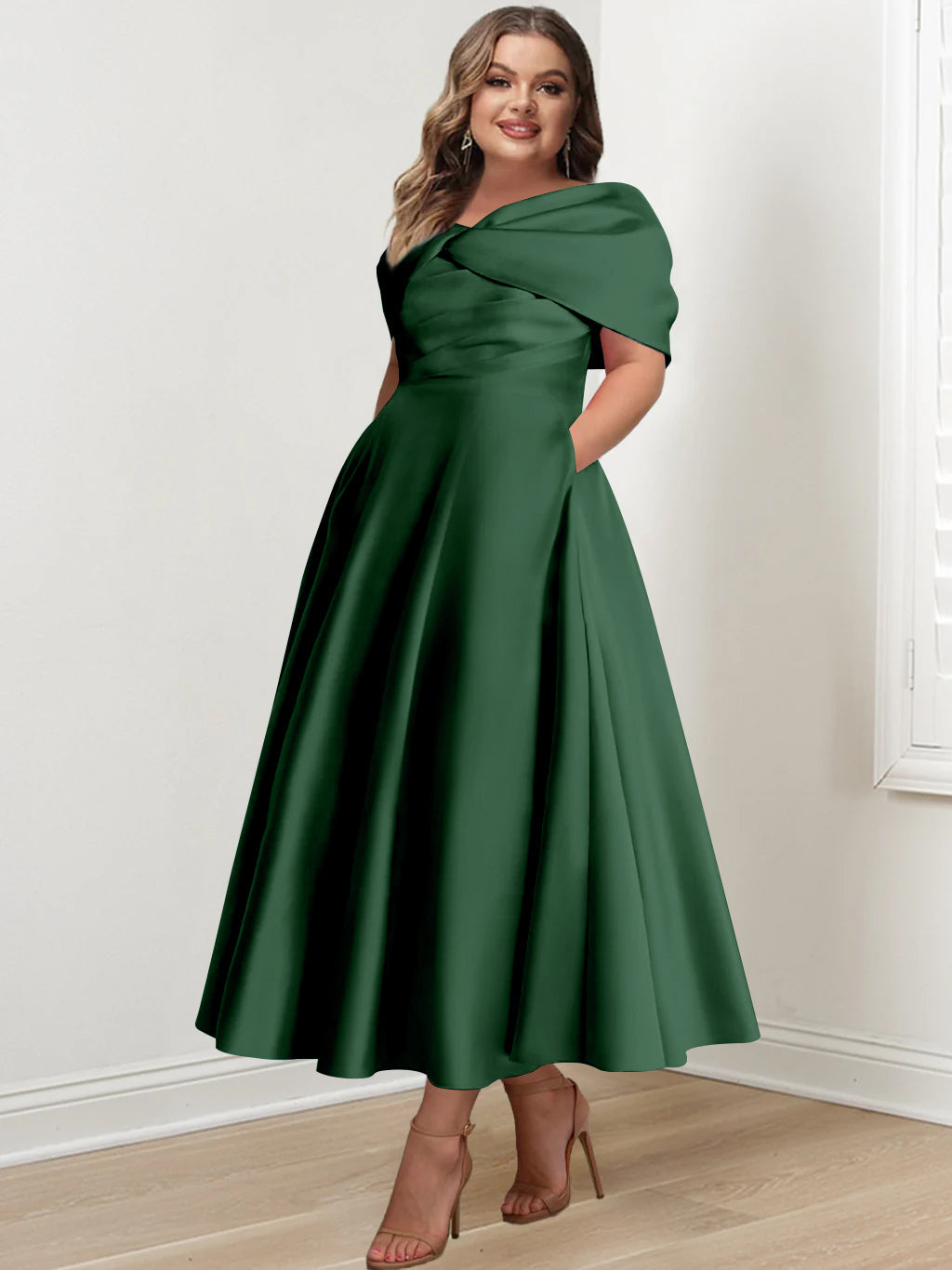 A-Line/Princess Off-The-Shoulder Sleeveless Ankle-Length Plus Size Mother Of The Bride Dresses With Ruffles & Bowknot
