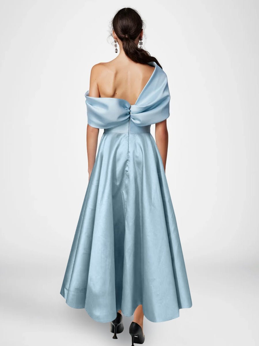 A-Line/Princess  Ankle-Length Sleeveless Off-the-shoulder Mother of the Bride Dresses With Ruffles Bow(s)