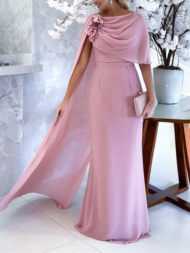 Sheath/Column Cowl Neck Sleeveless Floor-Length Mother of the Bride Dresses with Flower