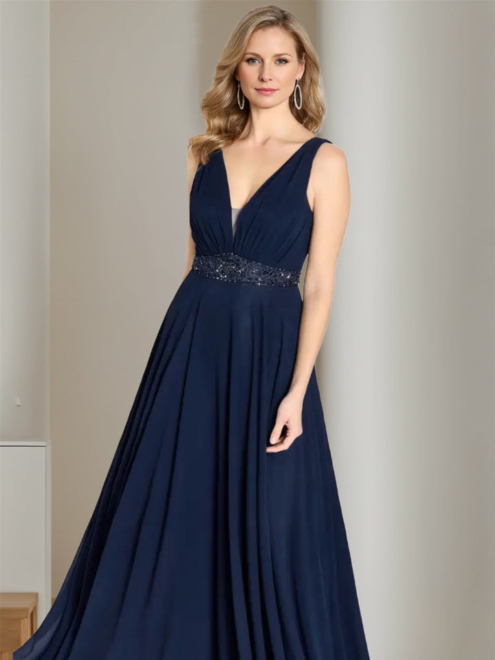 A-Line/Princess V-Neck Sleeveless Floor-Length Mother of the Bride Dresses