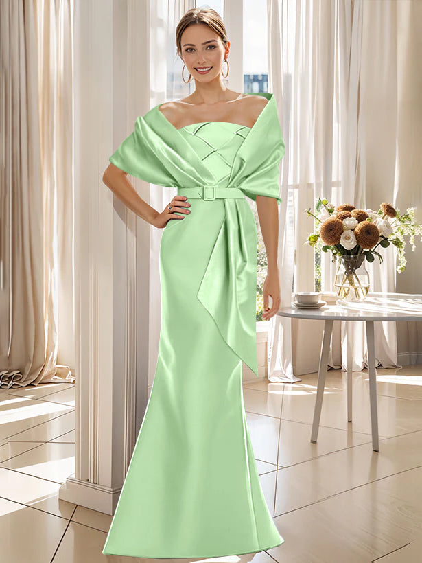 Trumpet 2 Pieces Floor-Length Mother of the Bride  & Groom Dresses with Wrap