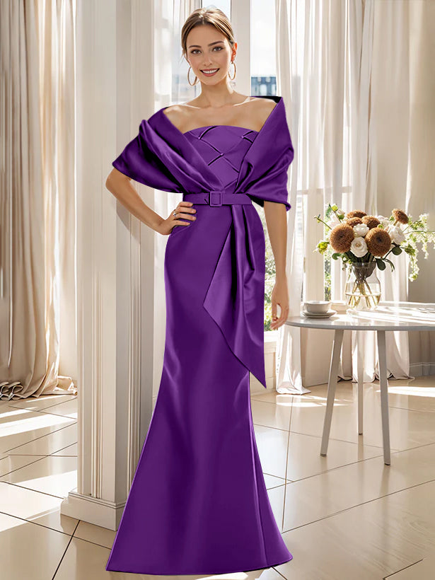 Trumpet 2 Pieces Floor-Length Mother of the Bride  & Groom Dresses with Wrap