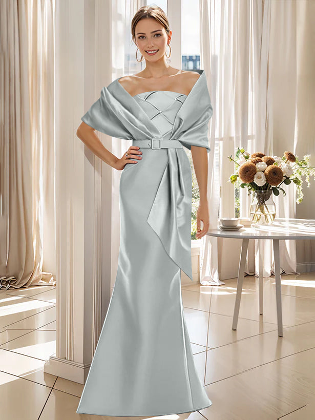 Trumpet 2 Pieces Floor-Length Mother of the Bride  & Groom Dresses with Wrap