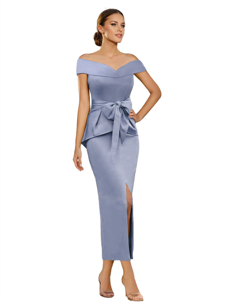 Sheath/Column Off-the-Shoulder Sleeveless Ankle-Length Mother of the Bride Dresses With Pure Color